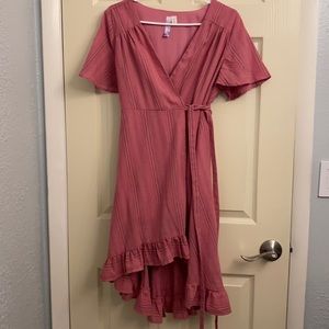 Linen bohemian style high low dress